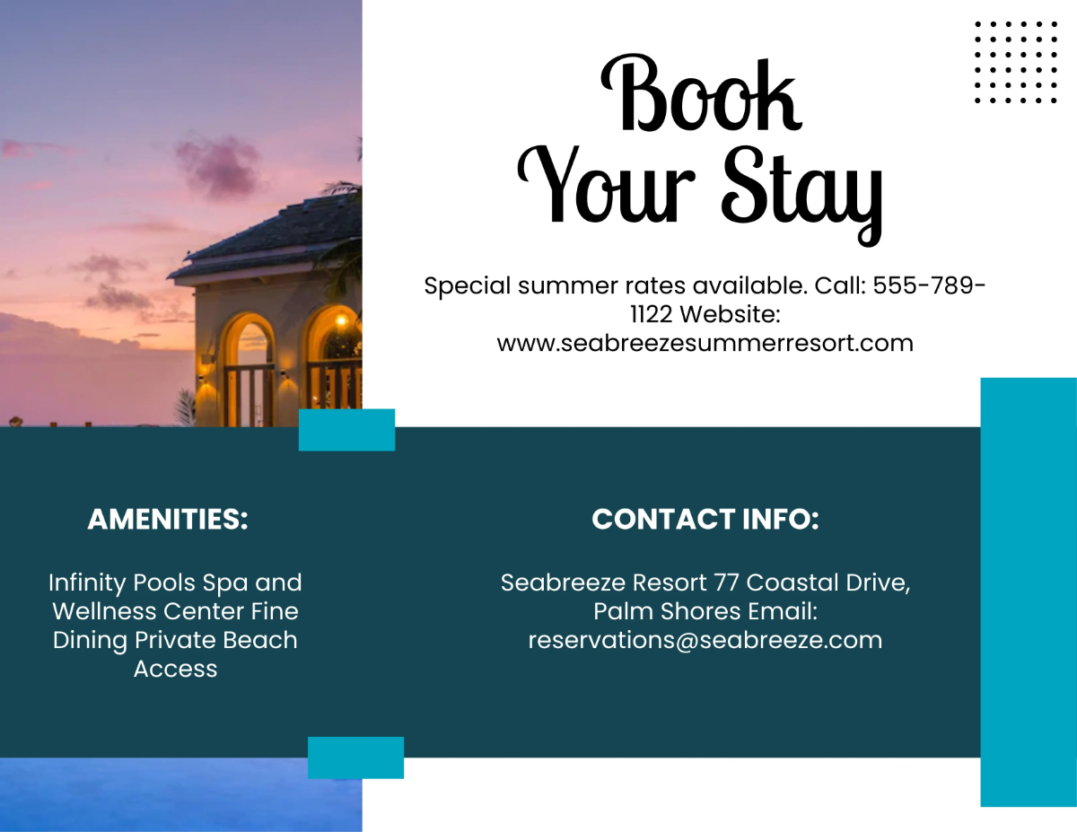 Free Summer Resort Brochure Template to Edit Online