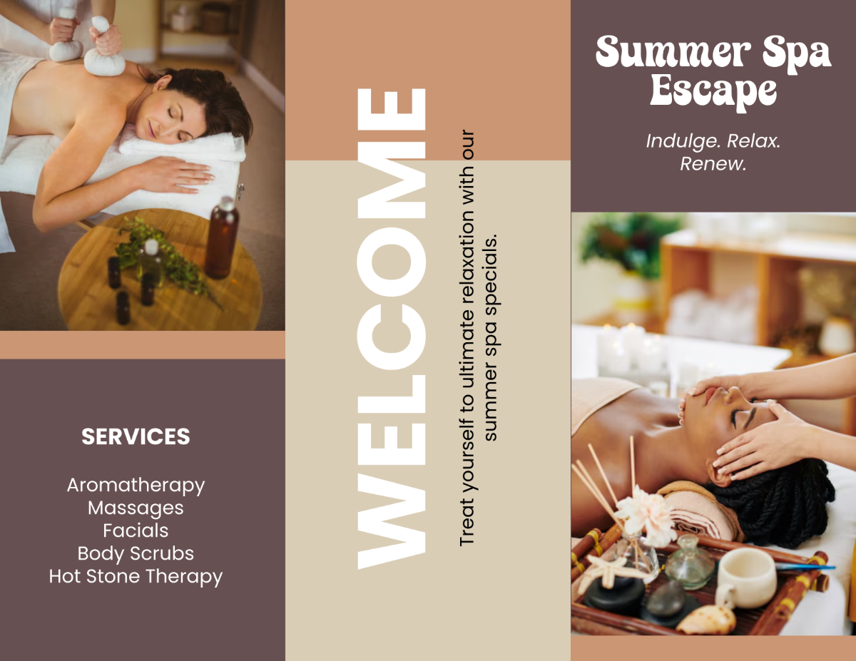 Free Brown Summer Spa Brochure Template