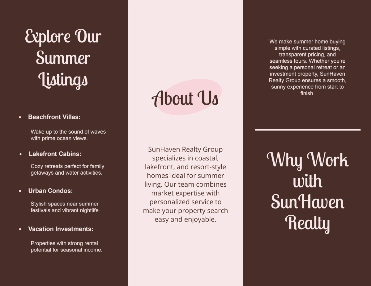 Free Summer Real Estate Brochure Template to Edit Online