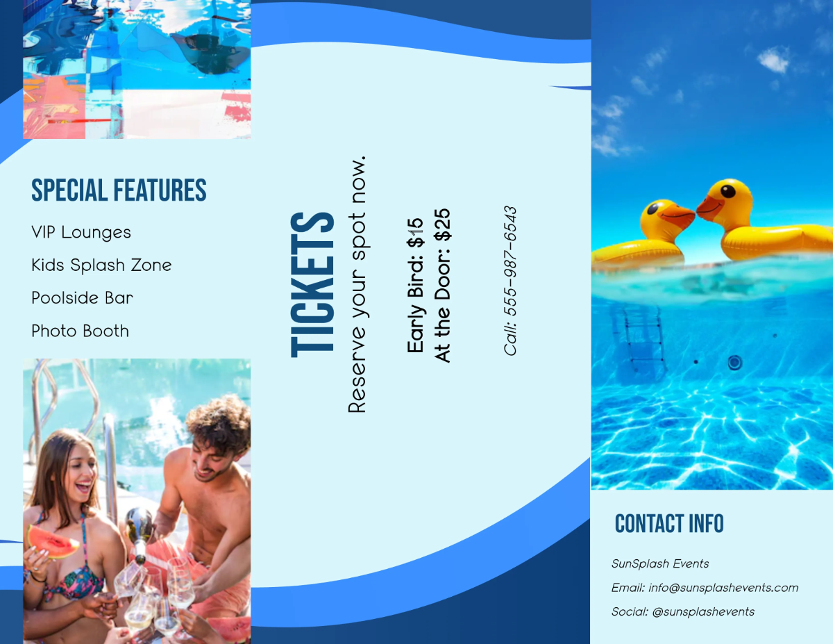 Free Summer Pool Party Brochure Template to Edit Online