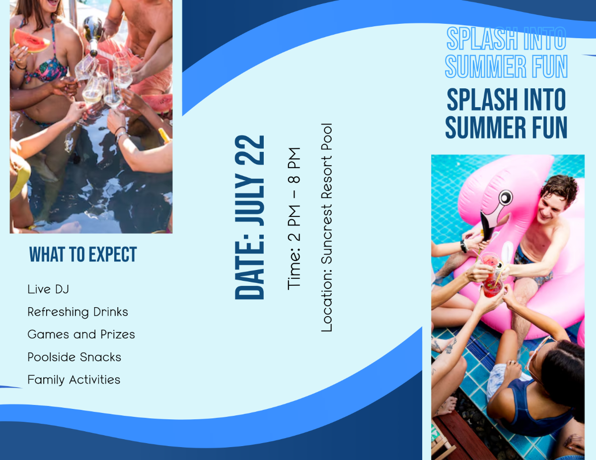 Free Summer Pool Party Brochure Template
