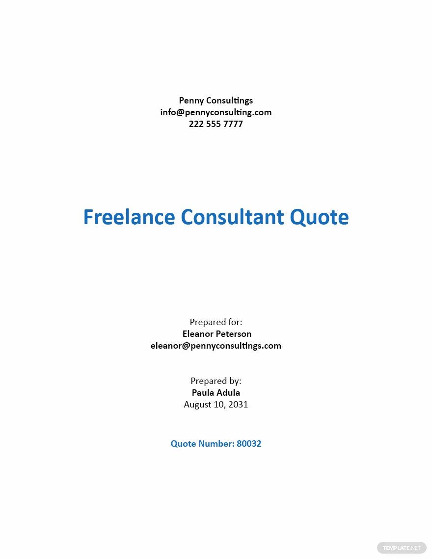 Free Freelance Consultant Quotation Template