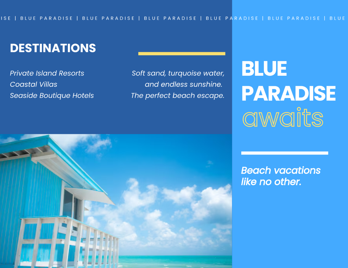Free Blue Summer Beach Brochure Template