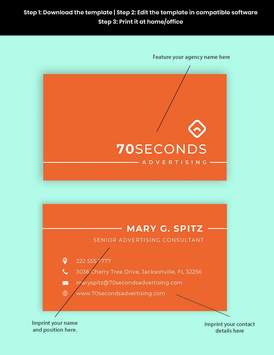 Sample Advertising Consultant Business Card Template