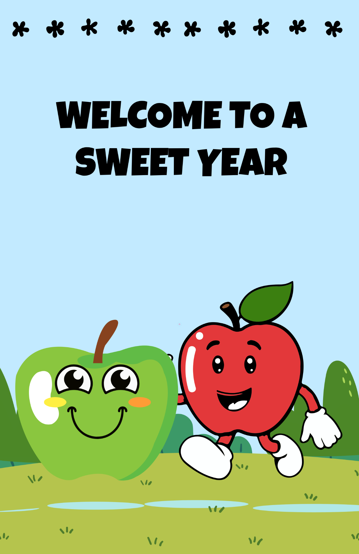 Free Apple Design  Classroom Welcome Poster Template