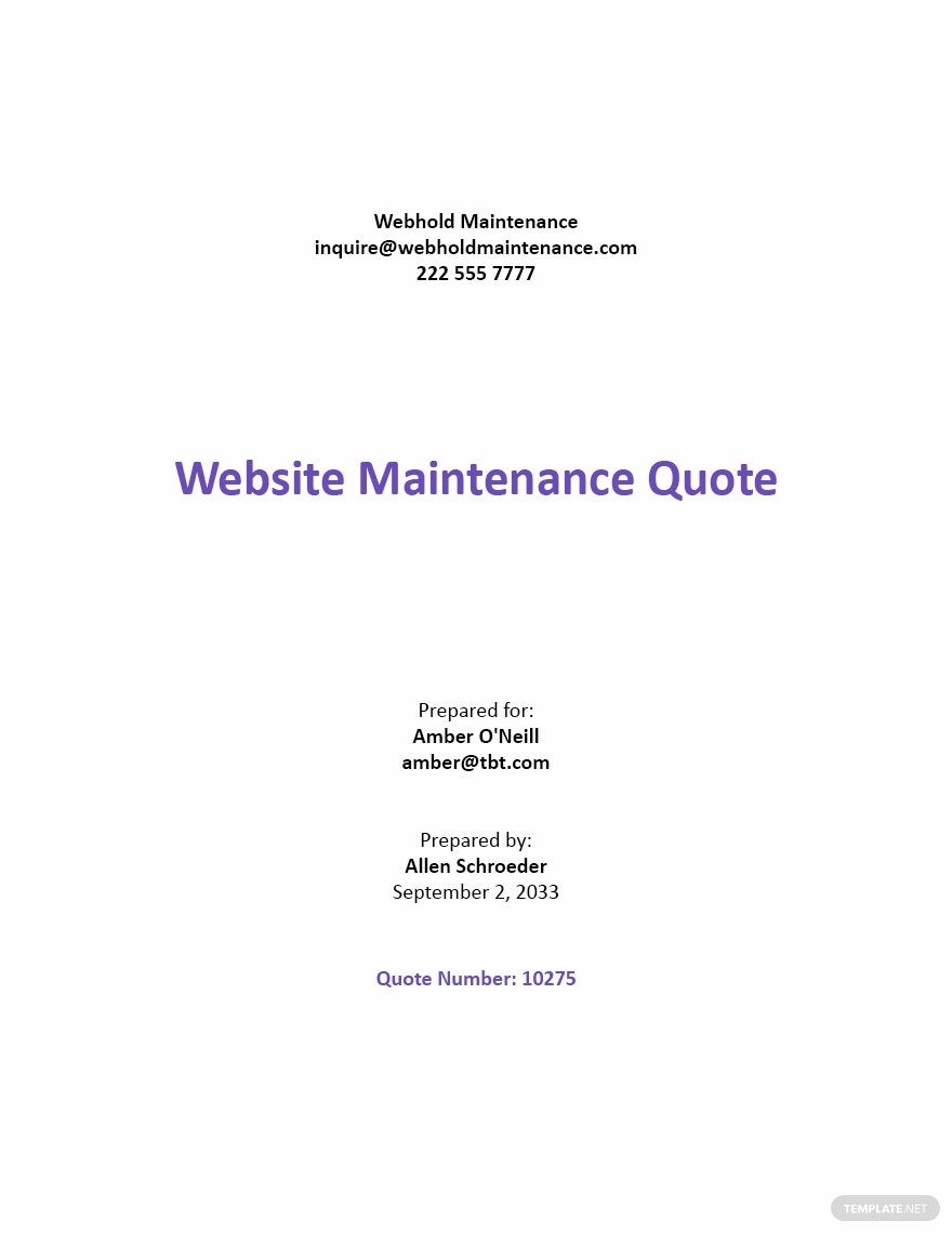 Free Website Maintenance Quotation Template