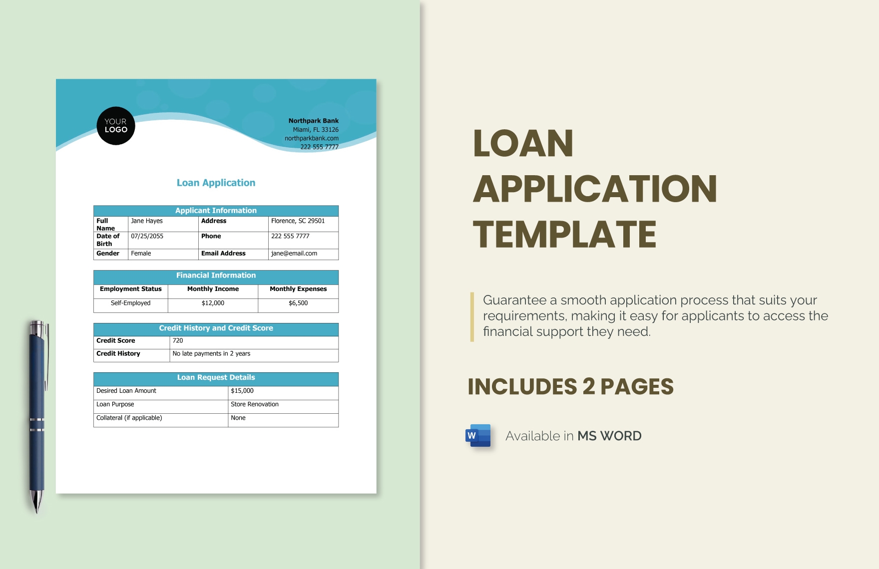 Loan Application Templates In Word FREE Download Template Loan Application Templates In Word FREE Download Template