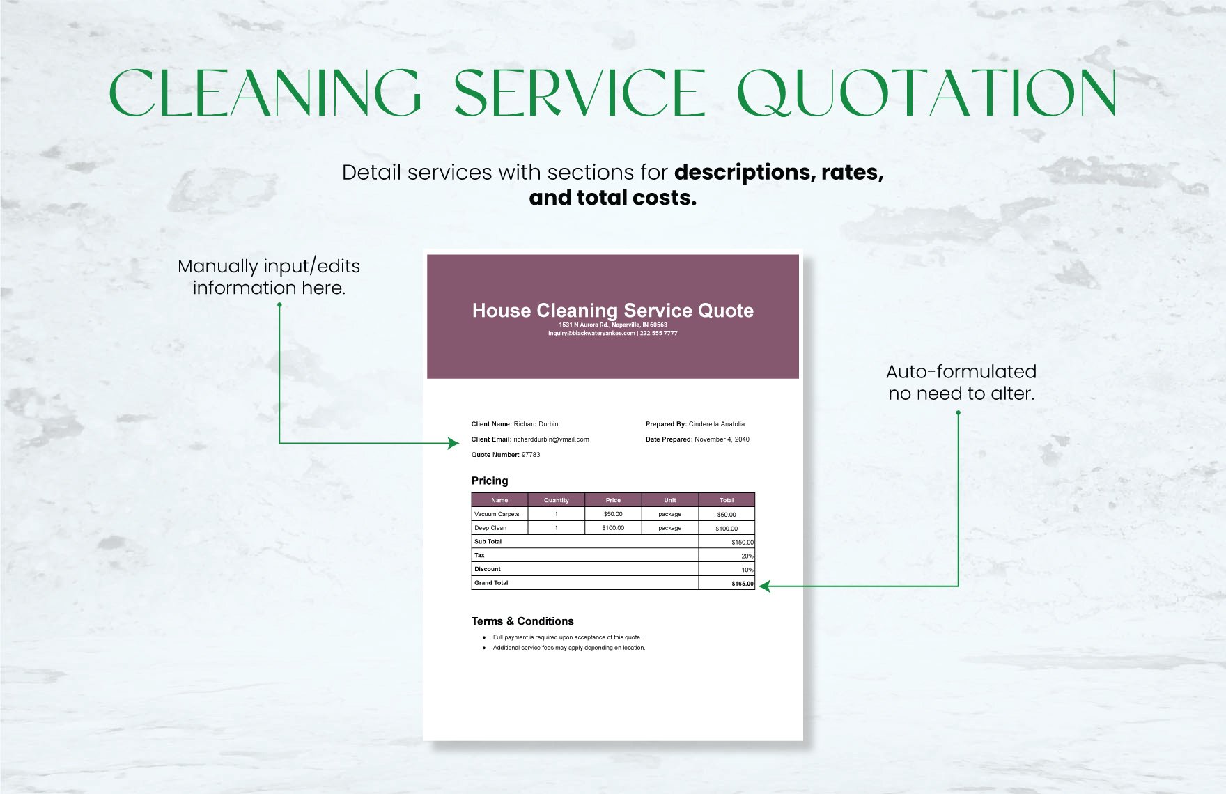 Cleaning Service Quotation Template