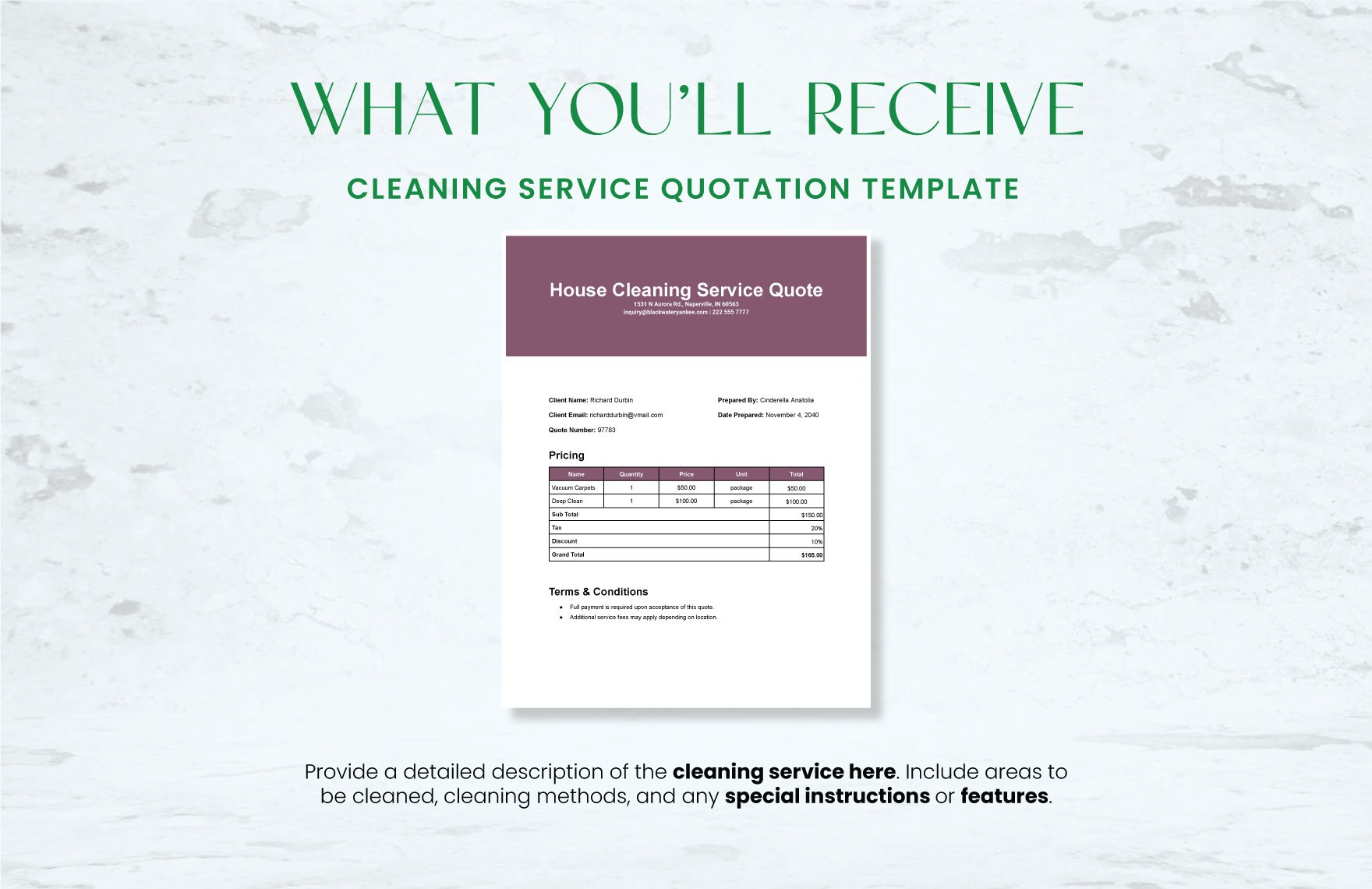 Cleaning Service Quotation Template