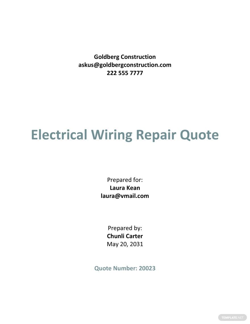 Free Electrical Job Quotation Template