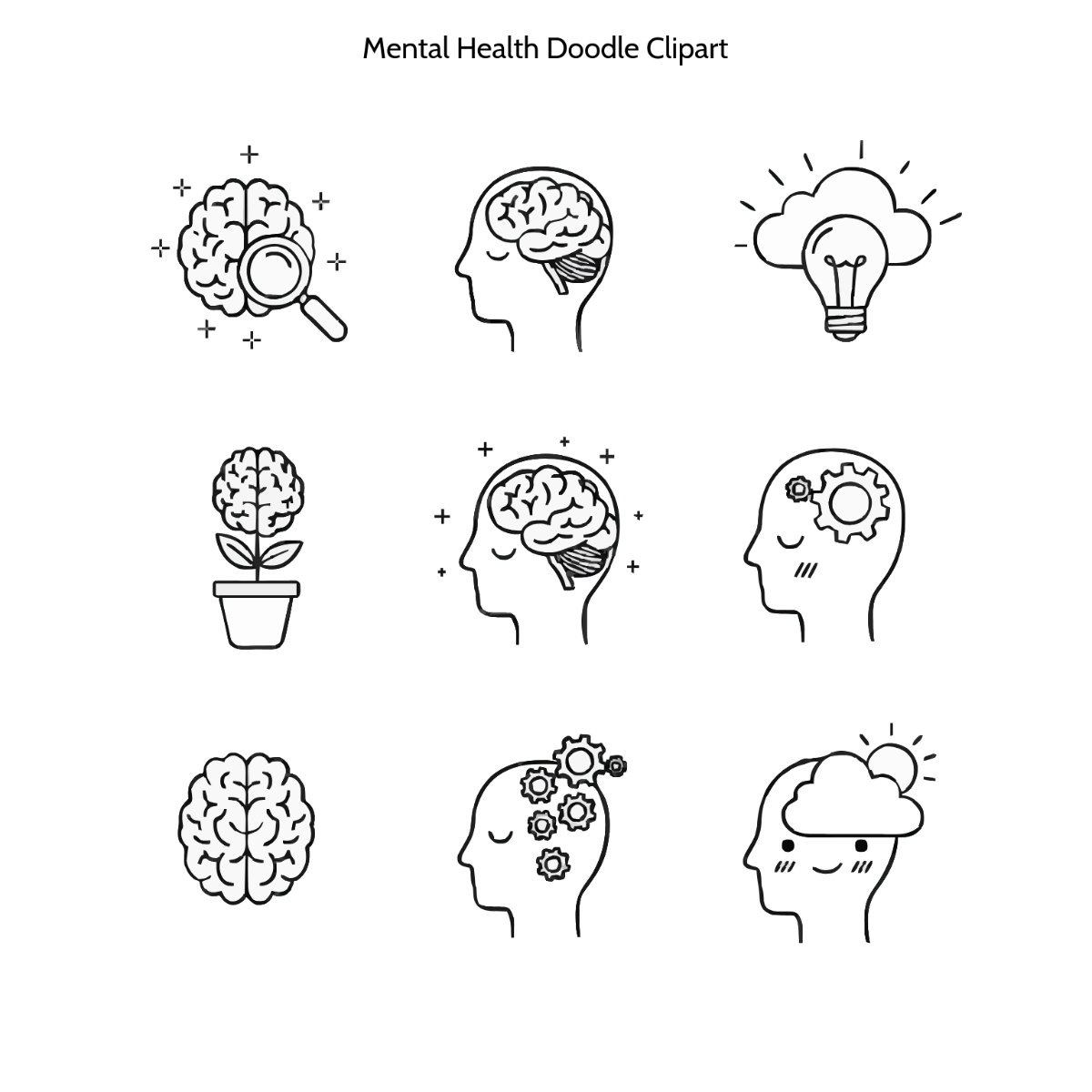 Free Mental Health Doodle Clipart Template