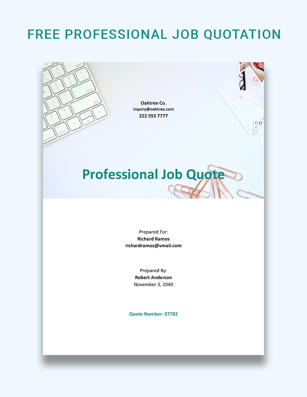 Free Professional Job Quotation Template Google Docs, Google Sheets