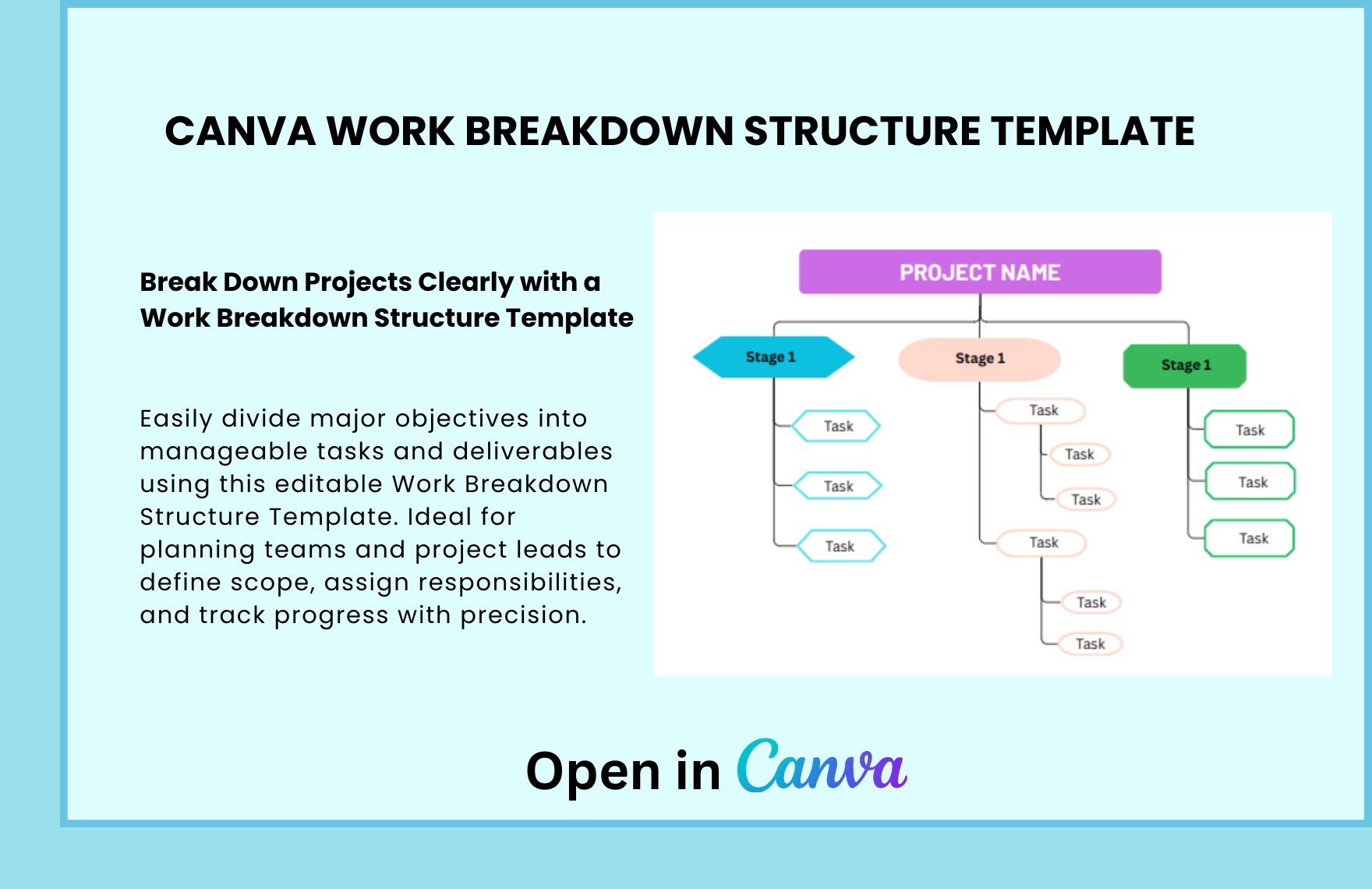 Free Work Breakdown Structure Template in Canva to Download