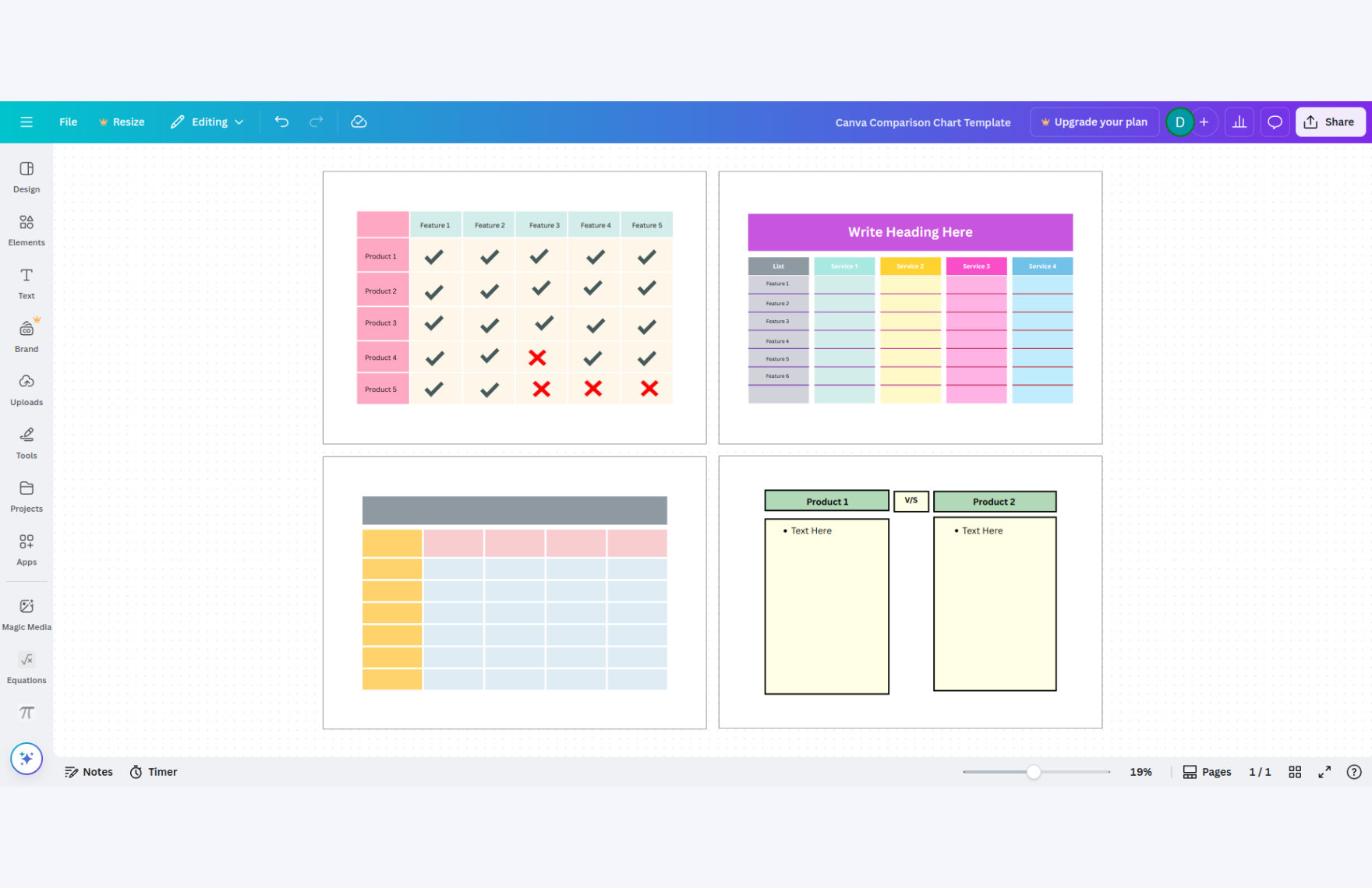 Free Comparison Chart Template