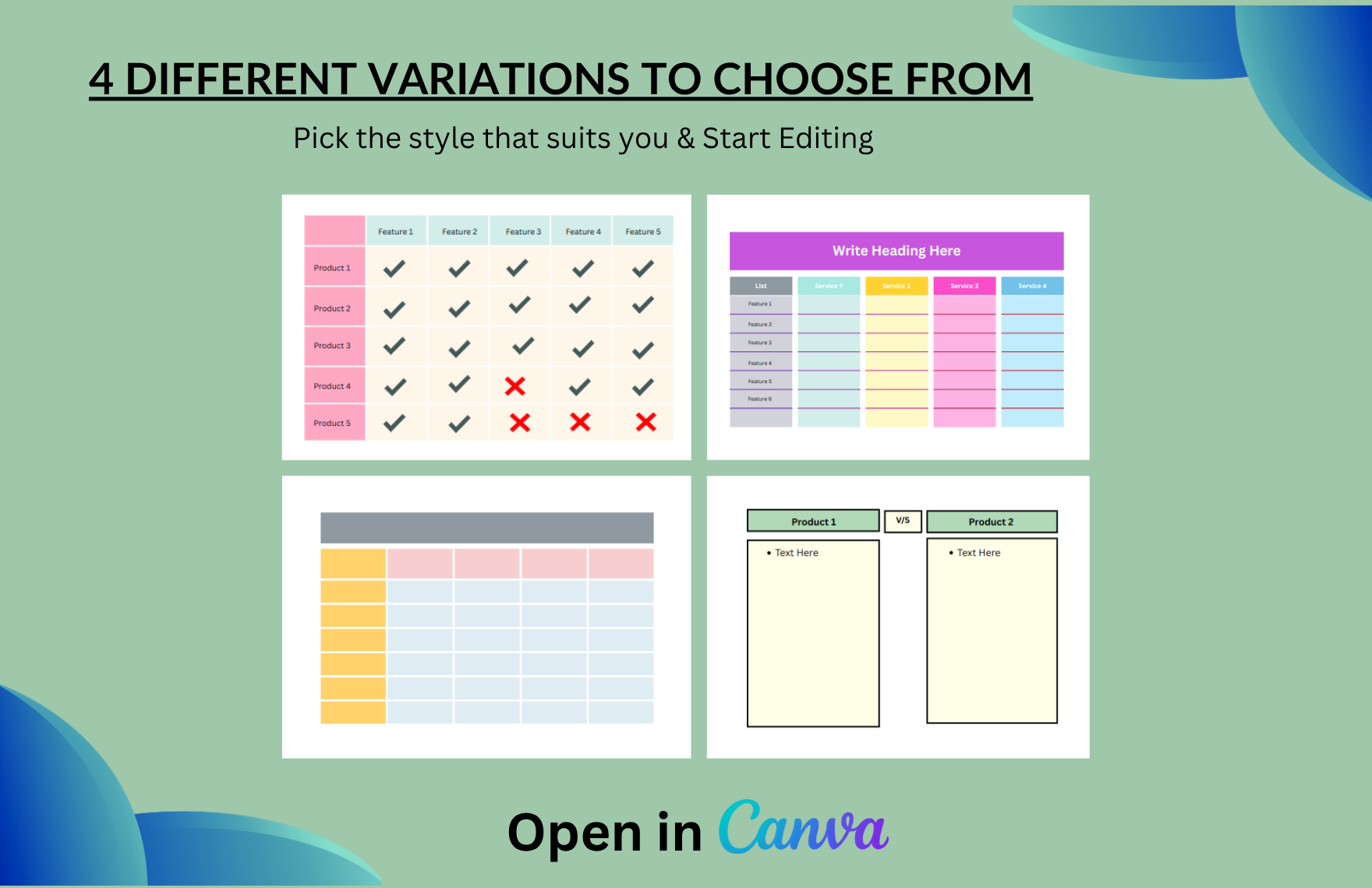 Free Comparison Chart Template