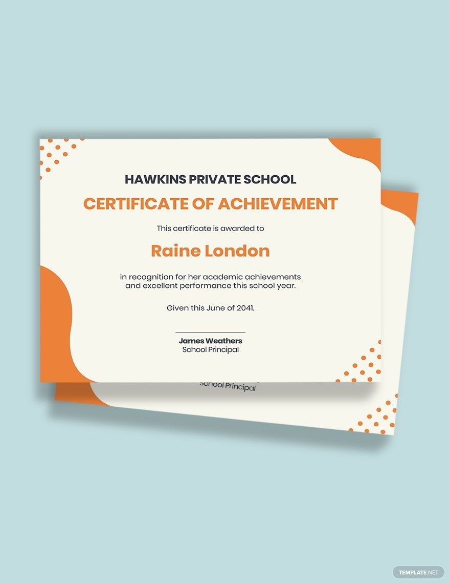 School Certificate of Achievement Template