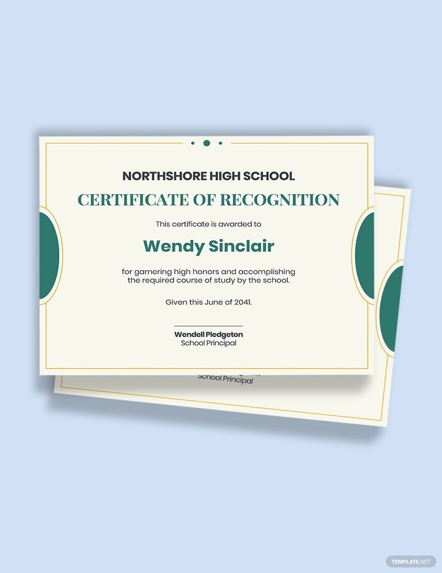 Secondary School Certificate Template