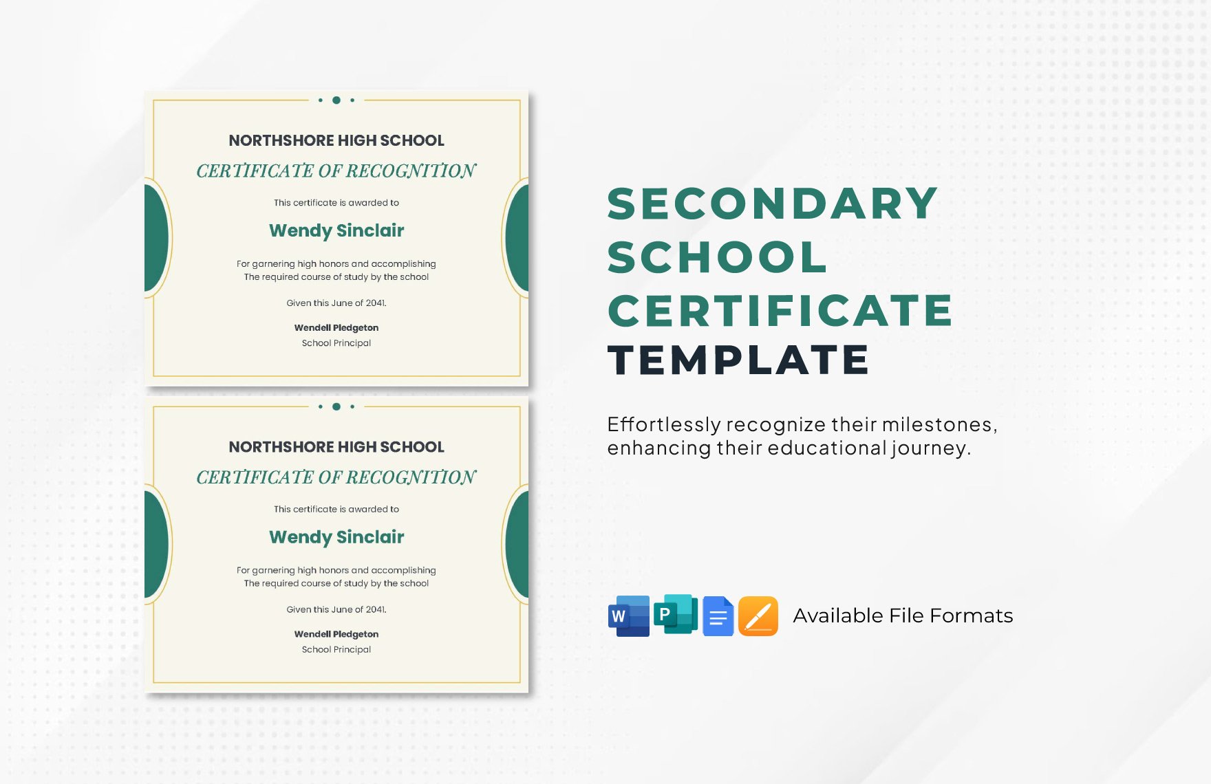 Secondary School Certificate Template