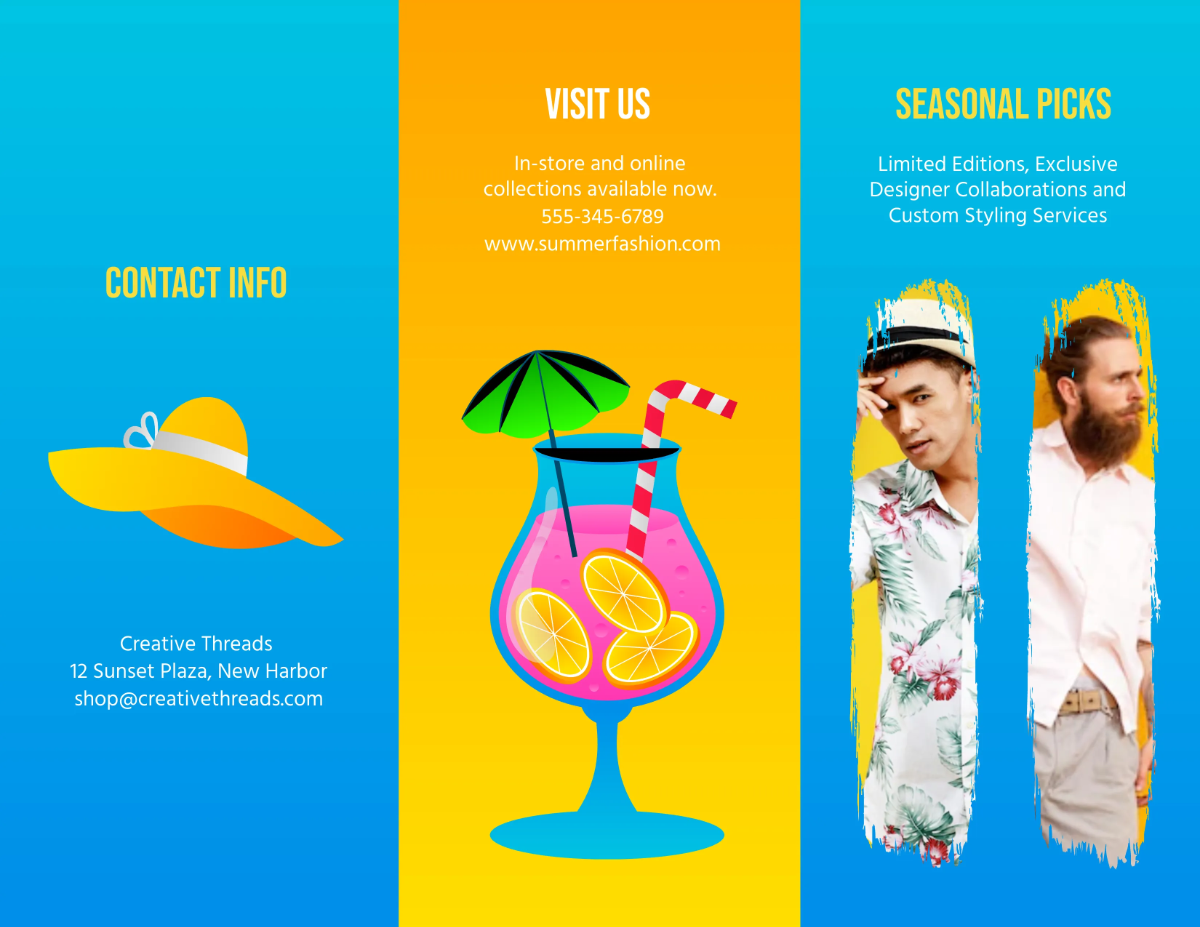Free Creative Summer Fashion Brochure Template to Edit Online
