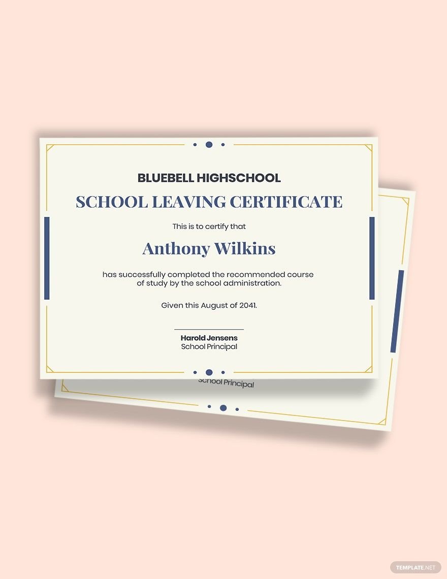 school leaving certificate Template