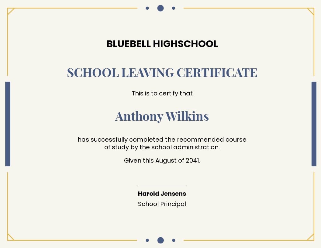 school leaving certificate Template - Word