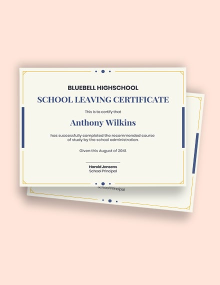 green and white blank school leaving certificate