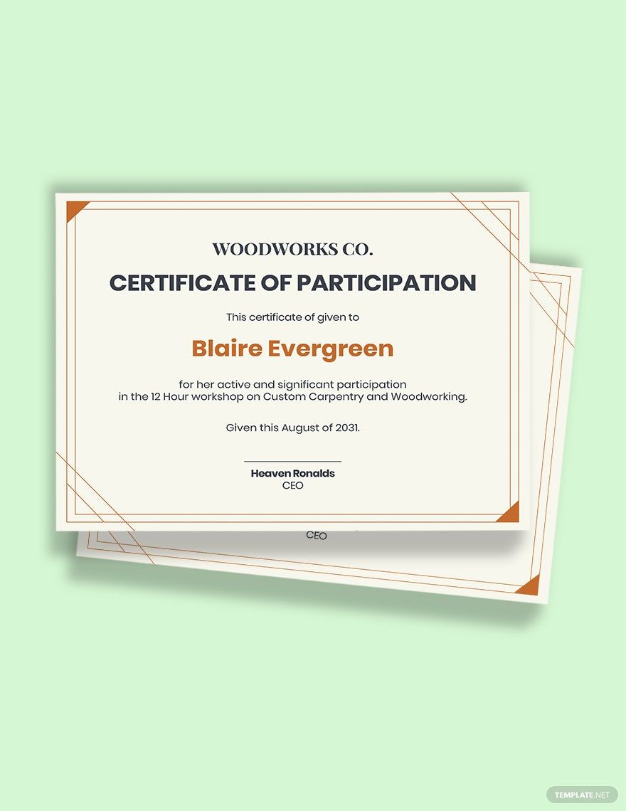 Free Workshop Participation Certificate Template