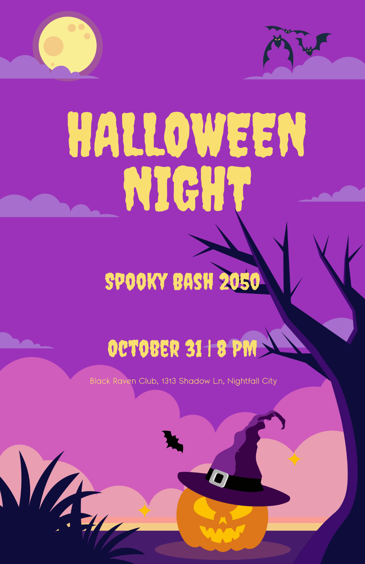 Free Halloween Night Poster Template