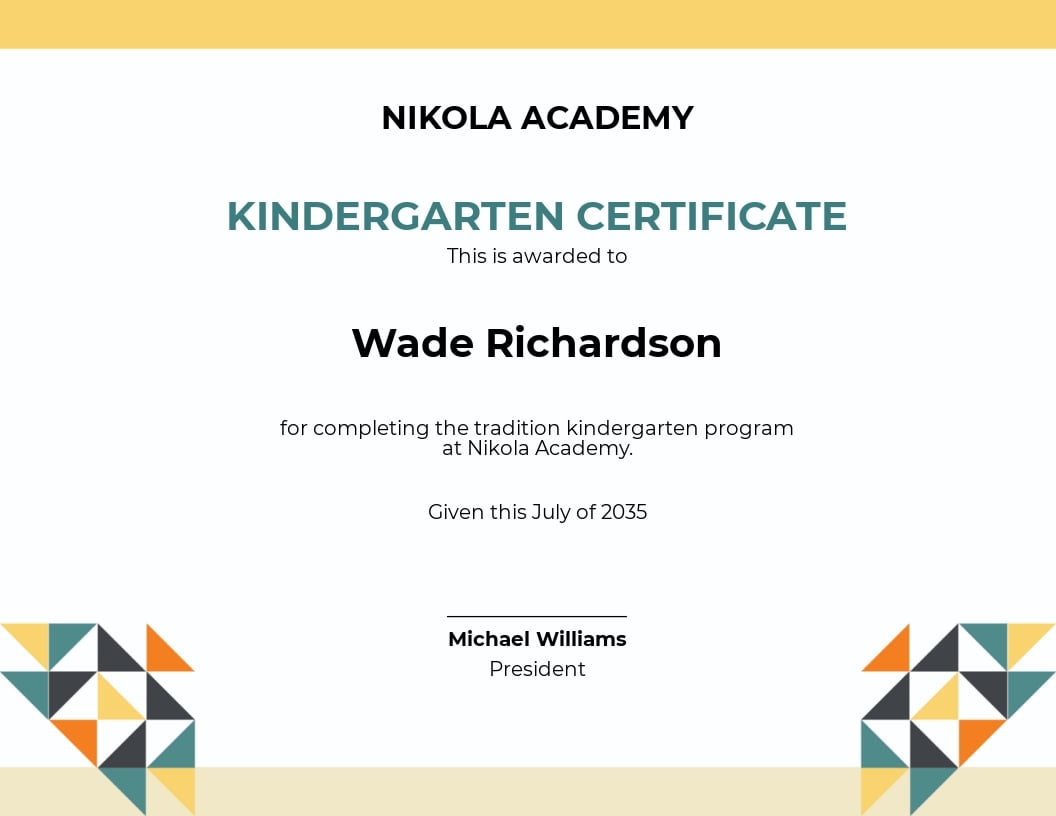 Graduation Kindergarten Certificate Template.jpe