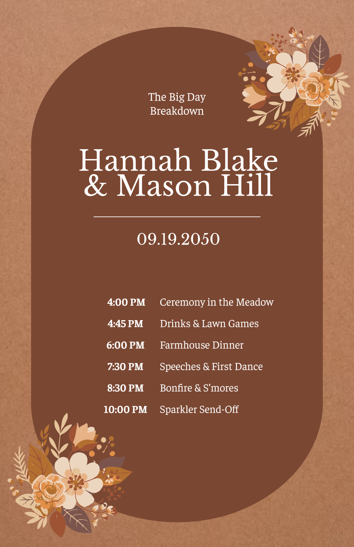 Free Rustic Wedding Program Poster Template