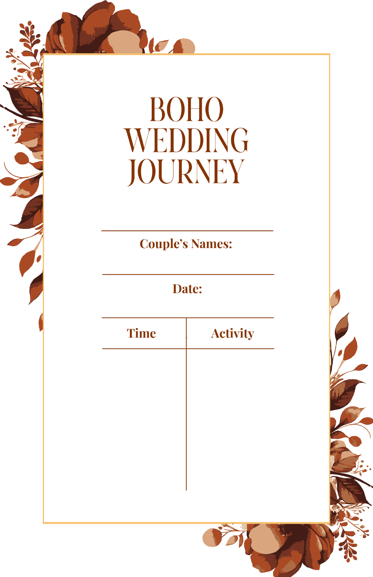 Free Blank Bohemian Itinerary Poster Template