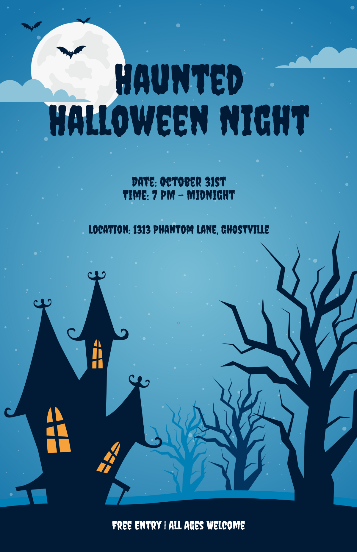 Free Spooky Halloween Poster Design Template