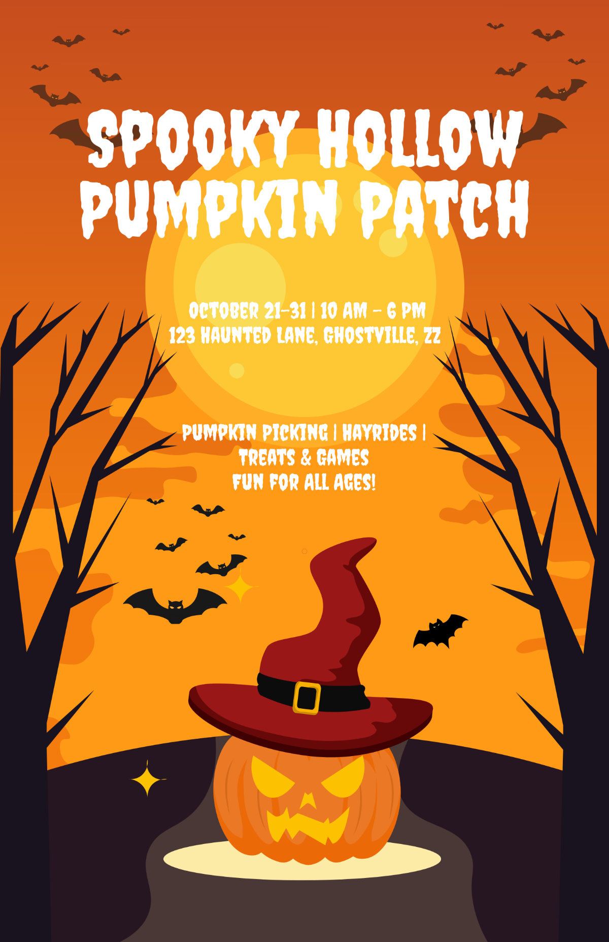 Free Halloween Pumpkin Patch Poster Template