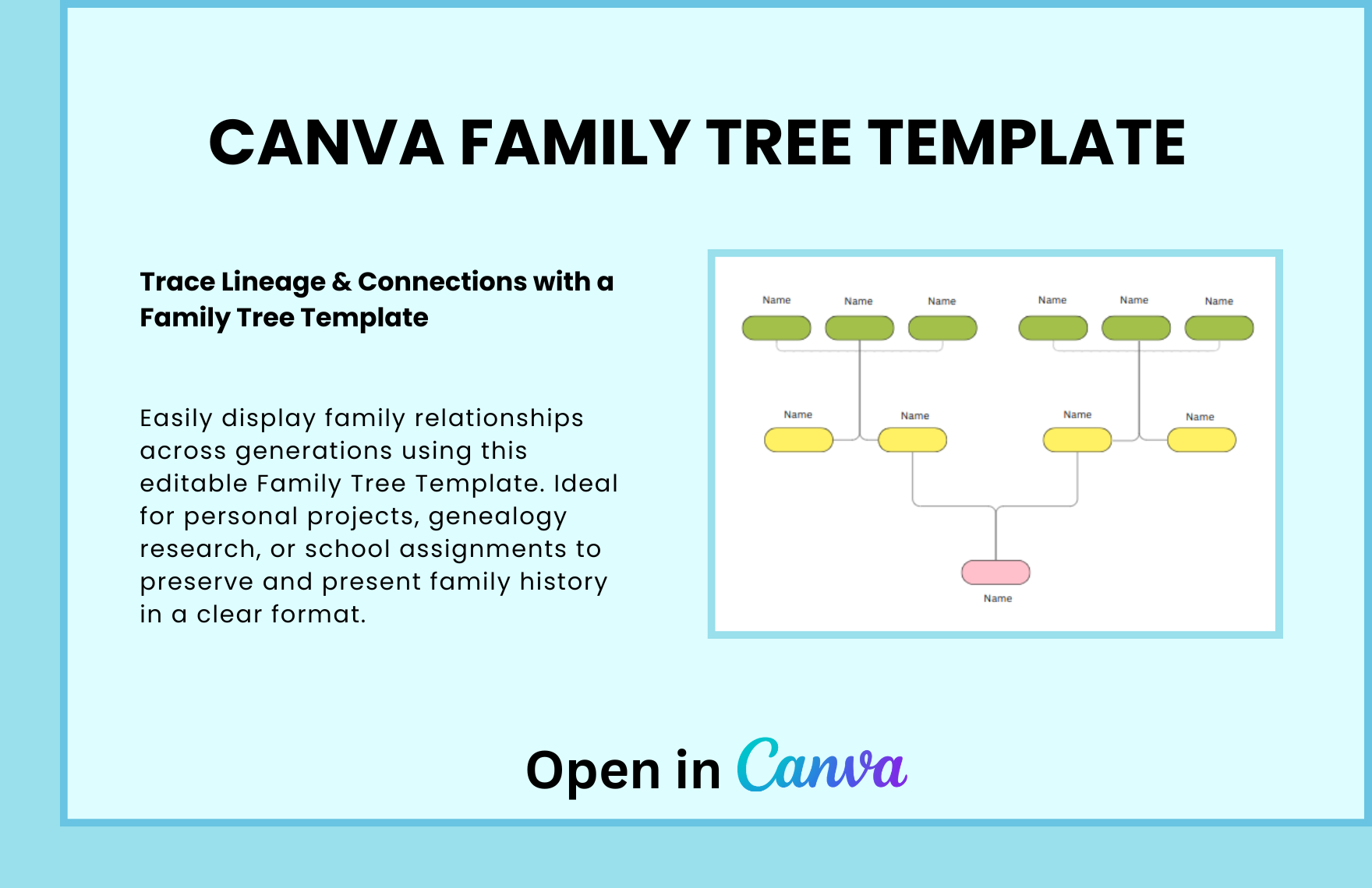 Free Family Tree Template in Canva to Download