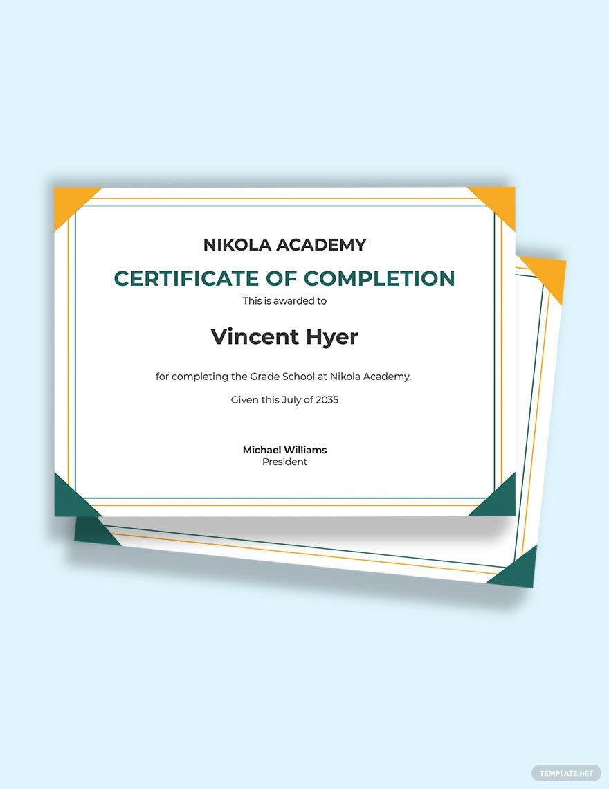 Elementary School Diploma Certificate Template