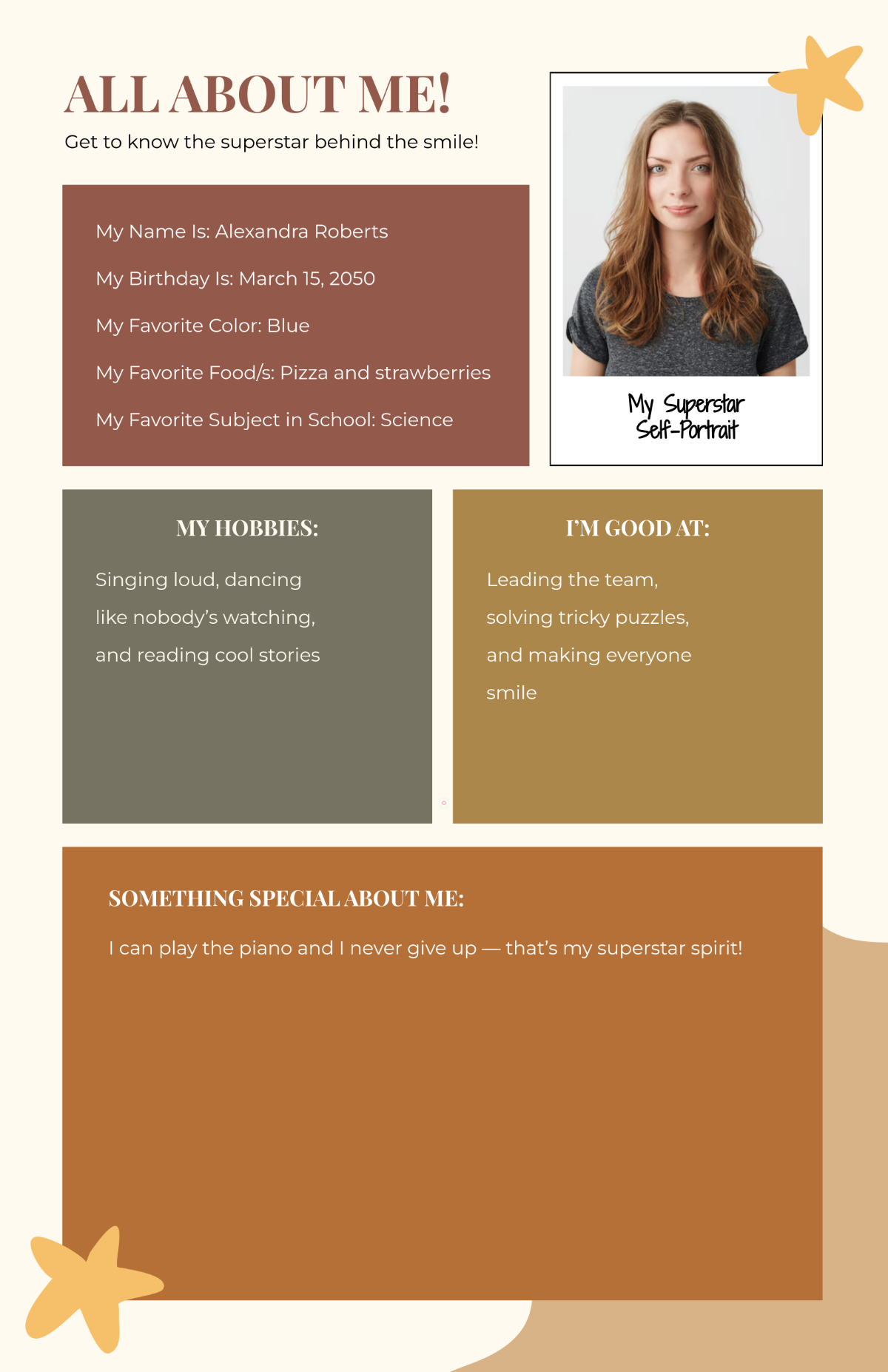Free Superstar All About Me Poster Template