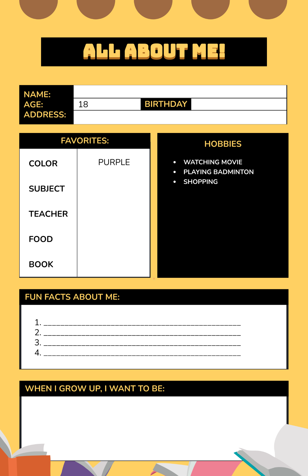 Free Classroom All About Me Poster Template