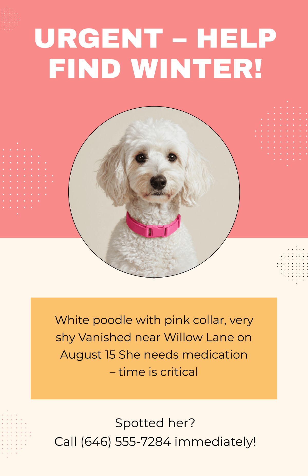 Free Creative Urgent Dog Lost Poster Template