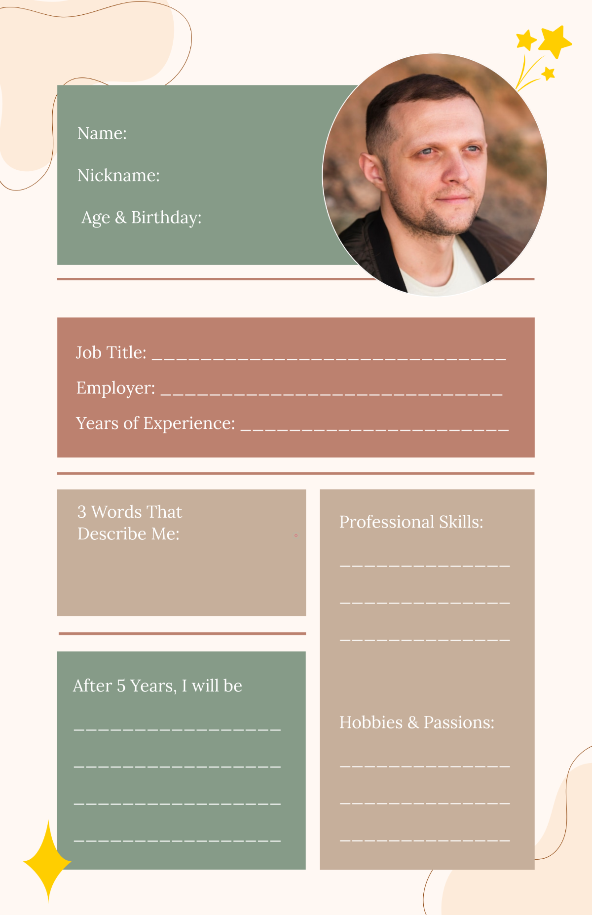 Free All About Me Poster for Adults Template