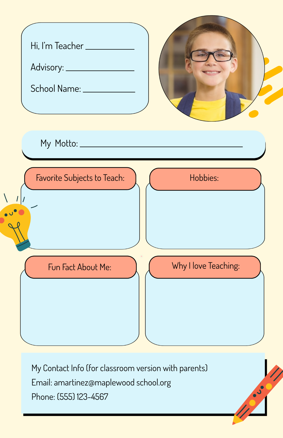 Free All About Me Children Poster Template