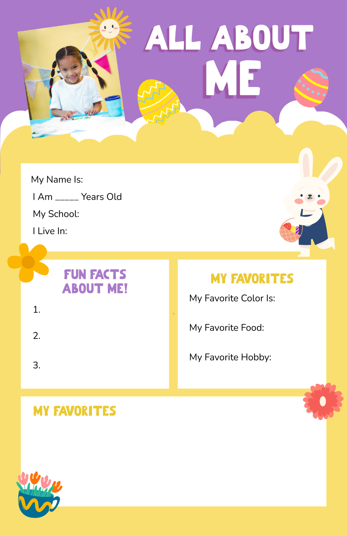 Free 1st Grade All About Me Poster Template