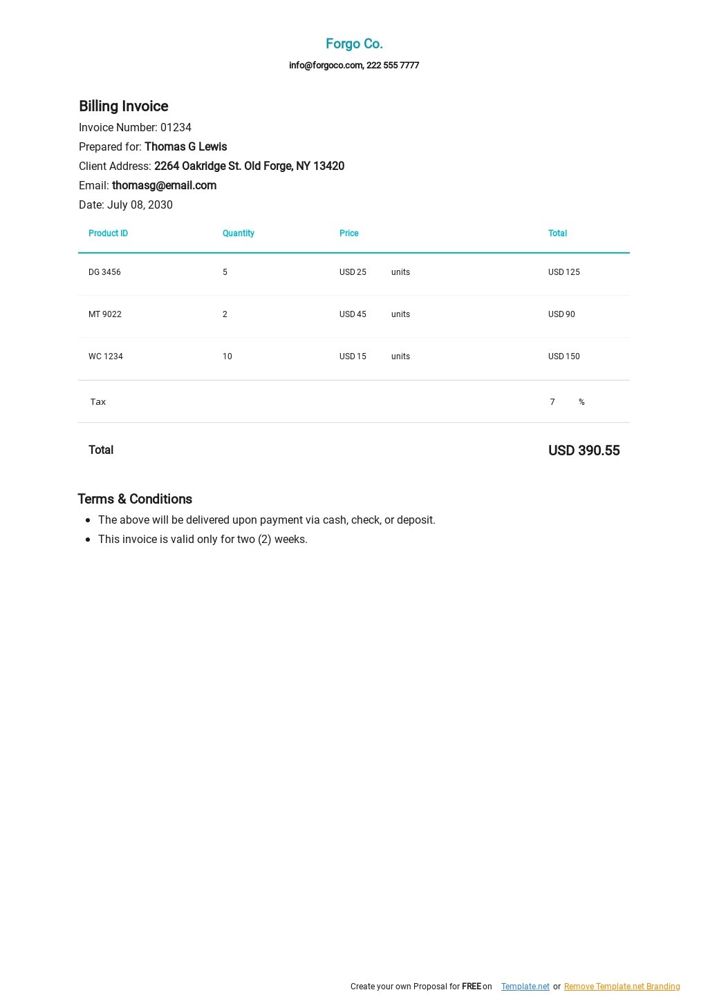 word doc invoice template download