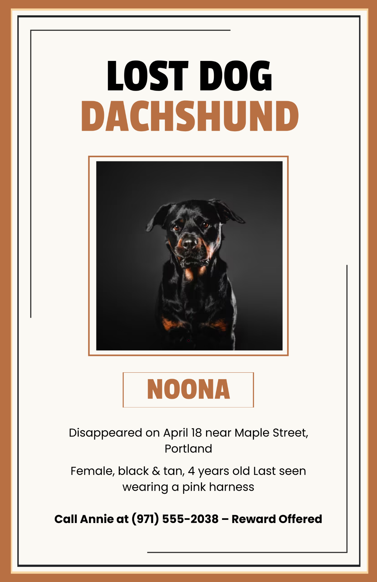 Free Lost Dog Poster with Border Template