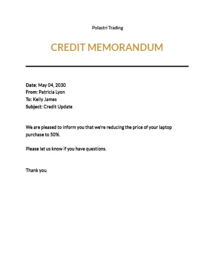 credit memo example
