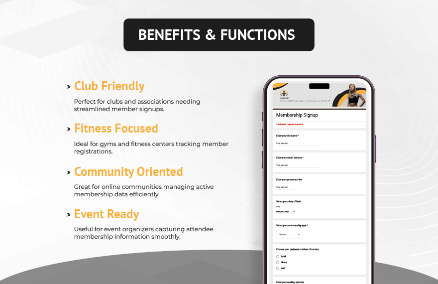 Membership Signup Template Membership Signup Template