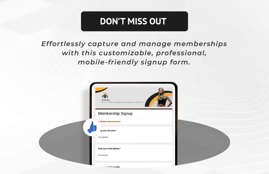 Membership Signup Template Membership Signup Template