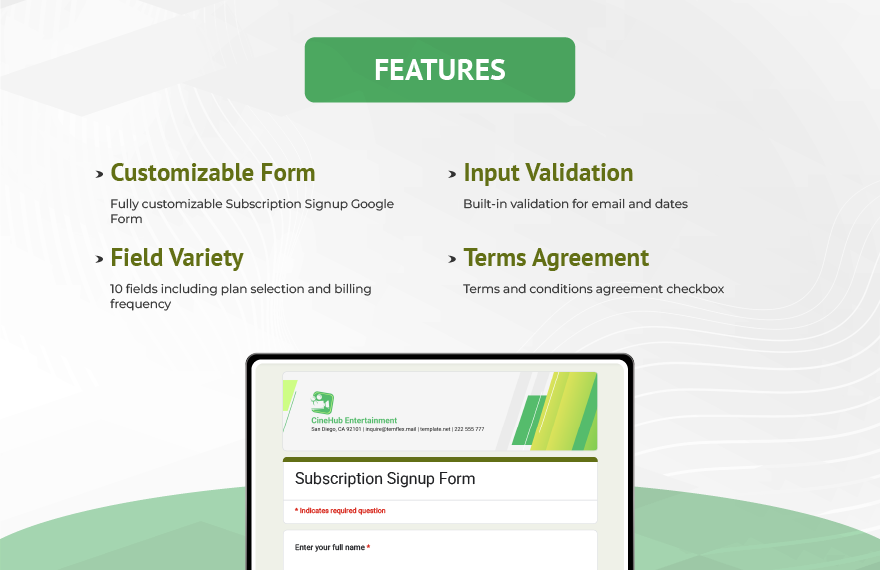 Subscription Signup Form Template Subscription Signup Form Template