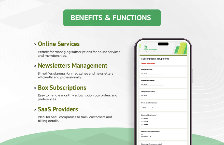 Subscription Signup Form Template Subscription Signup Form Template