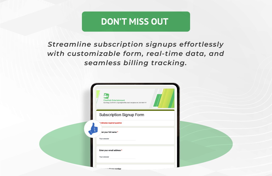 Subscription Signup Form Template Subscription Signup Form Template
