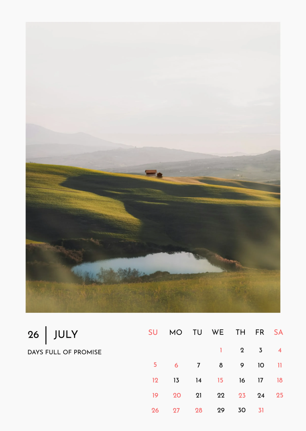 Free Office Summer Calendar Template to Edit Online